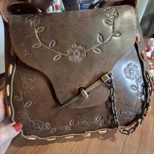 Vintage 1970's Hand Sewn Leather Purse